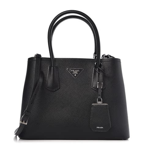 prada saffiano cuir small double|White/black Small Saffiano Leather Double Prada Bag .